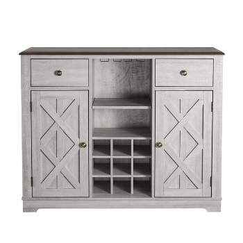 47" Wood Bar Cabinet with Brushed Nickel Knobs - Home Essentials
