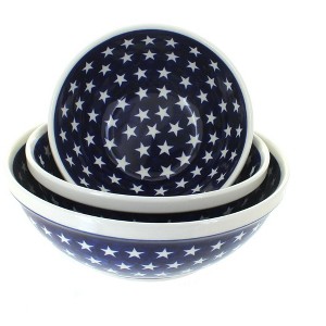 Blue Rose Polish Pottery 1400- Zaklady 3 Piece Serving Bowl set - 1 of 1