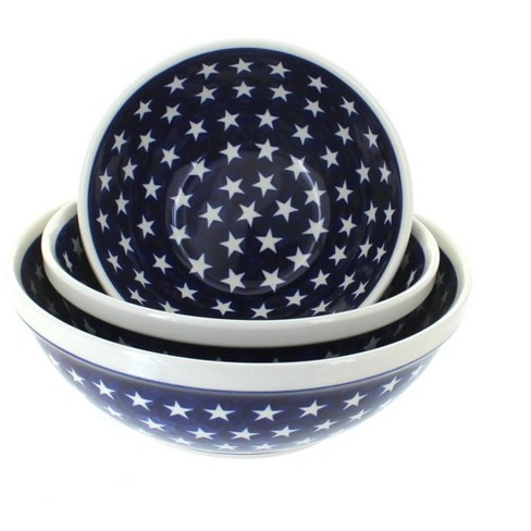 Blue Rose Polish Pottery Stars & Stripes Large Mixing Bowl : Target
