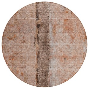 Orange Peach And Brown Abstract Washable Indoor Outdoor Area Rug - 1 of 4