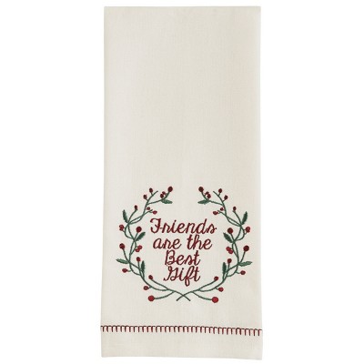 Park Designs Embroidered Friends Are Best Christmas Dishtowel Set of 2