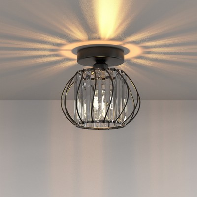 DORESshop Modern Semi-Flush Mount Ceiling Light, 1-Light Fixture, Black Finish, E26 Base, Bulb Not Included, Minimalist Industrial Style
