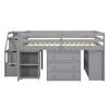 TiramisuBest Full Size Loft Bed with Retractable Writing Desk and 3 Drawers,Wooden Loft Bed with Storage Stairs and Shelves,Gray - 4 of 4