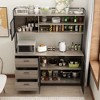 Famapy 59 in. W Kitchen Wood Buffet Sideboard Pantry Cabinet For Dining Room with Metal MDoors 3-Drawers Shelves - 2 of 4