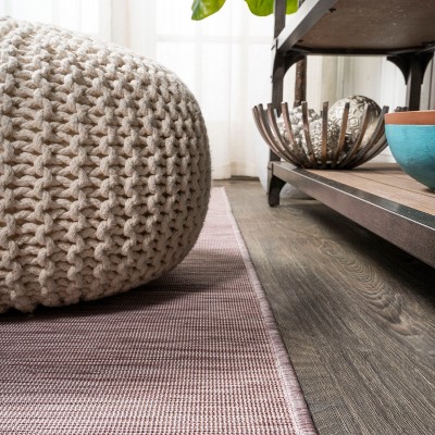 Ethan Pink Round Flatweave Synthetic Area Rug