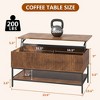 QingMoon Lift Top Coffee Table, Wood Round Fluted Coffee Tables, Farmhouse Center Table with Hidden Storage and Lower Shelf for Living Room - 4 of 4