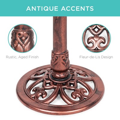 Apricot Antique Finish PVC Pedestal Bird Bath with Fleur-de-Lis Accents