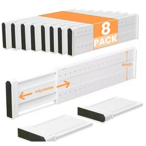 Hachikiko Adjustable Drawer Dividers - 4" High Expandable 11"-17" for Clothes, Dresser, Bathroom, Kitchen & Office Storage - 1 of 4