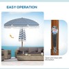 DOMETOUR Outsunny 7 x 7 ft Outdoor Patio Umbrella with Tilt, Vent, Market Table Umbrella Parasol with Fringed Ruffles and Flounce, Blue Strip - 4 of 4