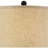 Regency Hill Tropical Table Lamps 29" Tall Set of 2 Weathered Brown Woven Wicker Jar Beige Linen Drum Shade for Living Room Family Bedroom - 2 of 4