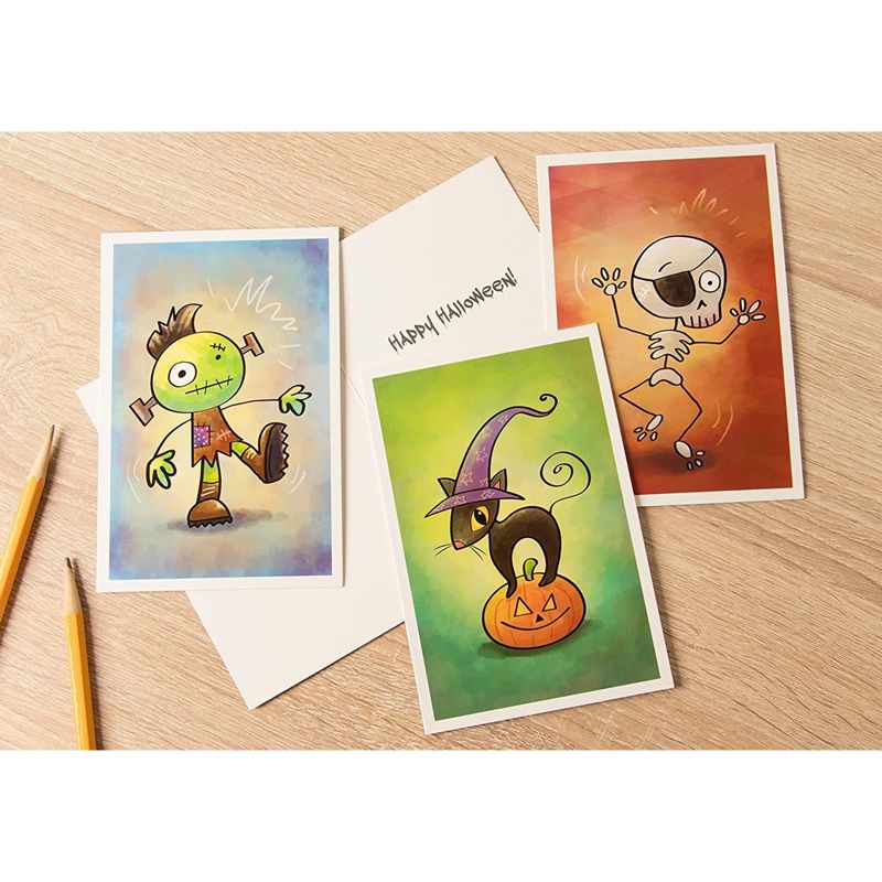 Sustainable Greetings 48 Pack Halloween Greeting Cards Bulk with Envelopes, 6 Assorted Cartoon Monsters Design, 4 x 6 In, 3 of 8