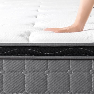 King Size Gray Eurotop Gel Memory Foam Hybrid Mattress
