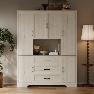 FUFU&GAGA Multifunctional Storage Cabinet Bookcase Display Cabinet with Drawers, Adjustable Shelving & Safety Features - 1 of 4