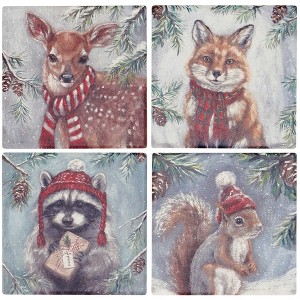 Primitives By Kathy 4.0 Inch Winter Animal Coaster Set Coasters - 1 of 3