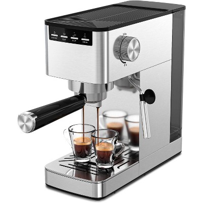 ZAFRO 9 Bar Espresso Machine with Steam Frother - Compact Stainless Steel Coffee Machine for Latte and Cappuccino, Customizable Brewing Time Modes