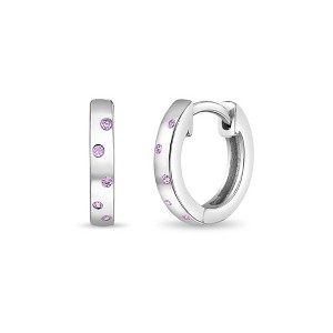 Girl's Staggered Gems Hoop Sterling Silver Earrings - In Season Jewelry - 1 of 4