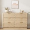 Rattan 6 Drawer Dresser, Wide Chest of Drawers with Metal Handles, Sturdy Wood Base, Bedroom Storage Organizer - 3 of 4