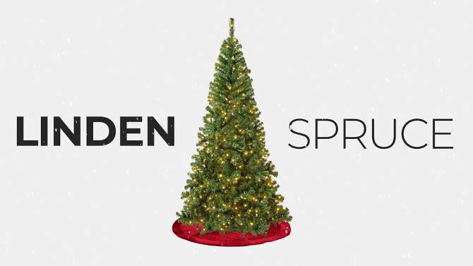 National Tree Company First Traditions Pre-Lit LED Slim Linden Spruce Artificial Christmas Tree Warm White Lights, 5 of 6, play video