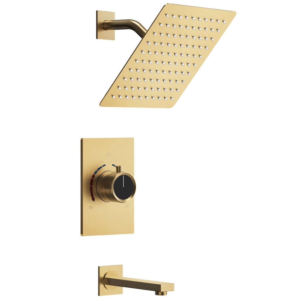 Photos - Shower System 8" Tub and Shower Faucet Valve Included Set Gold - EVERSTEIN