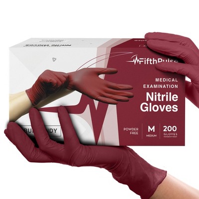 FifthPulse Nitrile Exam Gloves - Burgundy - Box of 50, Perfect for Cleaning, Cooking & Medical Uses