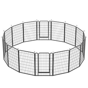 SEVOBAL Pet Crates and Houses 16 Panel Heavy Duty Metal Playpen with Door for Outdoor Yard Lawn Garden, Black, 108.27"*108.27"*39.37" - 1 of 4