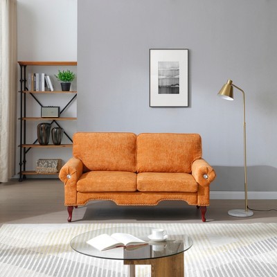 GDFStudio Sheila Linen Upholstery Sofa with Crystal button and Copper Nail