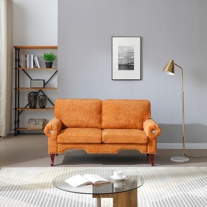 GDFStudio Sheila Linen Upholstery Sofa with Crystal button and Copper Nail - 1 of 4