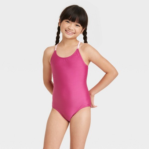 Girls' Rosado Sleeveless Swimsuit - Cat u0026 Jack™ Pink L Plus : Target