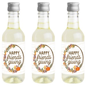 Big Dot of Happiness Fall Friends Thanksgiving - Mini Wine and Champagne Bottle Label Stickers Friendsgiving Favor Gift for Women and Men - Set of 16 - 1 of 4