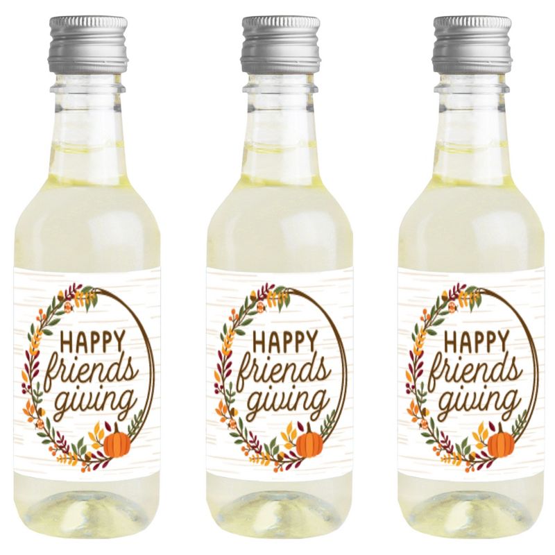 Big Dot of Happiness Fall Friends Thanksgiving - Mini Wine and Champagne Bottle Label Stickers Friendsgiving Favor Gift for Women and Men - Set of 16, 1 of 8