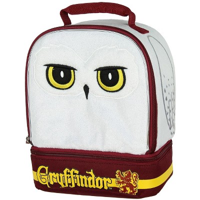 Harry Potter Hedwig The Owl Gryffindor House Dual Compartment Insulated Lunch Box Tote Bag