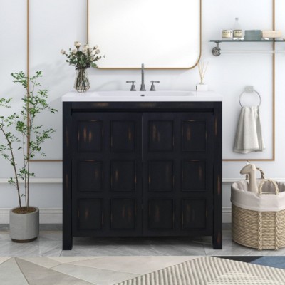 36" Bathroom Vanity Organizer with Sink, Combo Cabinet Set, Bathroom Storage Cabinet
