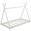 Gulches Twin Size House Platform Bed - Triangle Structure, X-Safety Railings, Headboard Included, White - 3 of 4