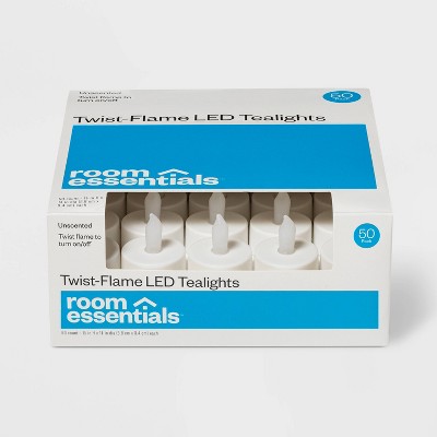 50ct Twist-Flame LED Tealight Candles (White) - Room Essentials™