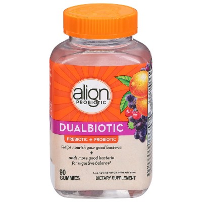 Align Probiotic Prebiotic + Probiotic Fruit Flavored Dualbiotic 90 Gummies