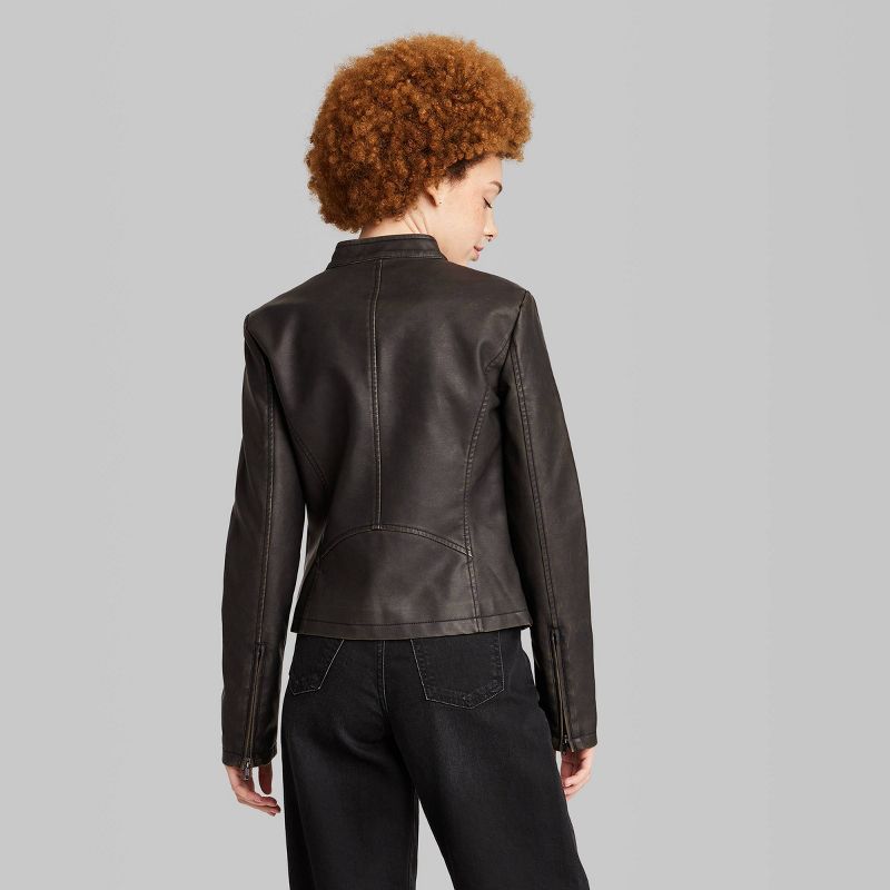 Women's Faux Leather Racing Jacket - Wild Fable™, 4 of 5