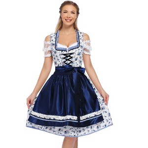 Women's 3 - Piece Floral Contrast Mini Dress Set, Festival Themed Casual Outfit for Parties and Gatherings - 1 of 4