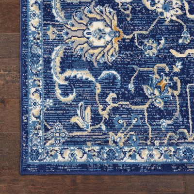 Navy and Beige Rectangular Persian Style Area Rug