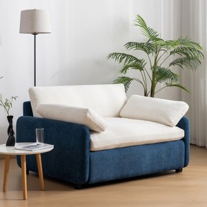 MYINDA Oversized Single Sofa Chair,Wide and Deep Seat Accent Chair,for Living Room,Apartment,Bedroom,BLUE - 1 of 4