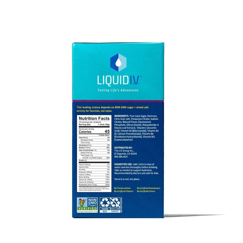 Liquid I.V. Hydration Multiplier Vegan Powder Electrolyte Supplements - Acai Berry - 0.56oz each/10ct, 5 of 10