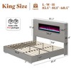 AMERLIFE Modern Platform Bed Frame with Fireplace, Wingback Design, Headboard, No Box Spring Needed - 3 of 4