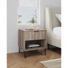 Sapphtopaz Modern Nightstand with Vertical Textured Drawer & Open Shelf End Table with Splayed Metal Legs Bedside Table for Bedroom,Living Room - 2 of 4