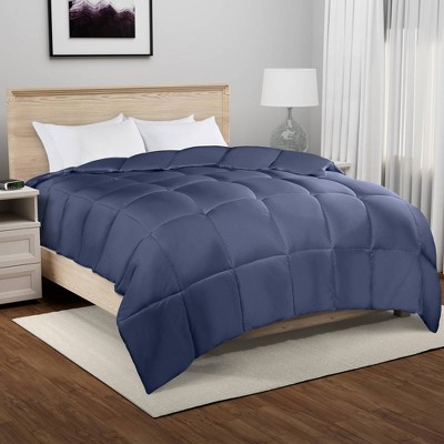 Serta Full/Queen 90"x90" Memory Flex Down Alternative Comforter Box Quilt Duvet Insert Blue: Woven Polyester, Machine Washable