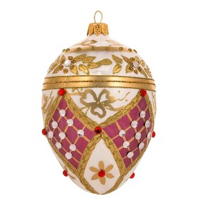 Miss Christmas 5.0 Inch Mauve Pink & Gold Fabrege Egg Christmas Tree Ornament , Christmas Decor Christmas, Easter, Holiday (1PC) - 1 of 4