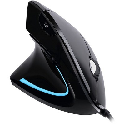 Adesso iMouse E9- Left-Handed Vertical Ergonomic Mouse - Optical - Cable - Black - USB - 2400 dpi - Scroll Wheel - 6 Button(s) - Left-handed Only