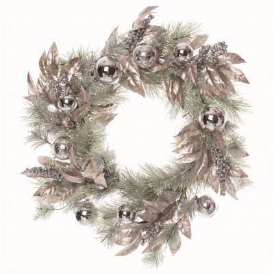 Transpac Artificial Multicolor Christmas Brushed Leaves Wreath