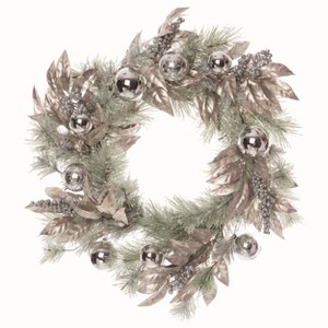 Transpac Artificial Multicolor Christmas Brushed Leaves Wreath - 1 of 2
