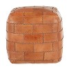 Cobbler Industrial Pouf in Brown Leather by LumiSource - 4 of 4