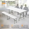 VINGLI Picnic Table Set with 2 Benches, 6 Feet Camping Table Chair Set,3-Piece Folding Furniture for Indoor or Outdoor Use, Smooth Tabletop, White - 3 of 4