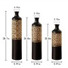 Angel Sar Matte Black Large Floor Vase, Gold Baroque Vines, Metal Flower Vase(Set Of 3) - 3 of 4